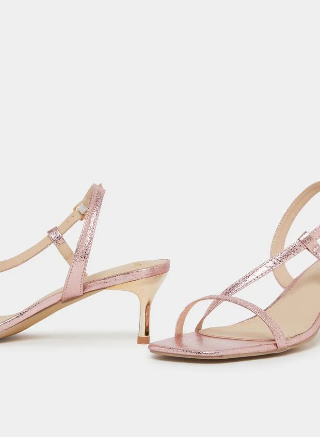 Styli Pink Metallic Strappy Sandals